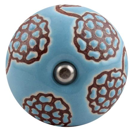 Turquoise Marigold Etched Ceramic Wine Stopper (Pack Of One Piece)